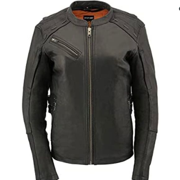 Milwaukee Leather Ladies Fringed Black Leather Racer Jacket - Picture 6 of 7